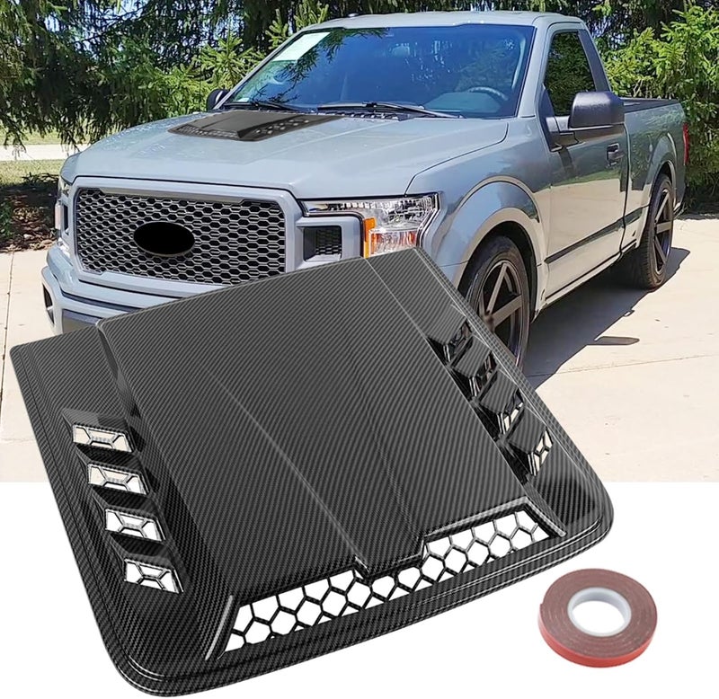 DEERMOTO Universal Hood Air Vent,Car Hood Vents,Hood Vents for Trucks, Universal Hood Scoop for Cars,Suit for Colorado, Dodge Ram 1500 2500 3500,GMC Sierra(Carbon Fiber Pattern) - Image 1